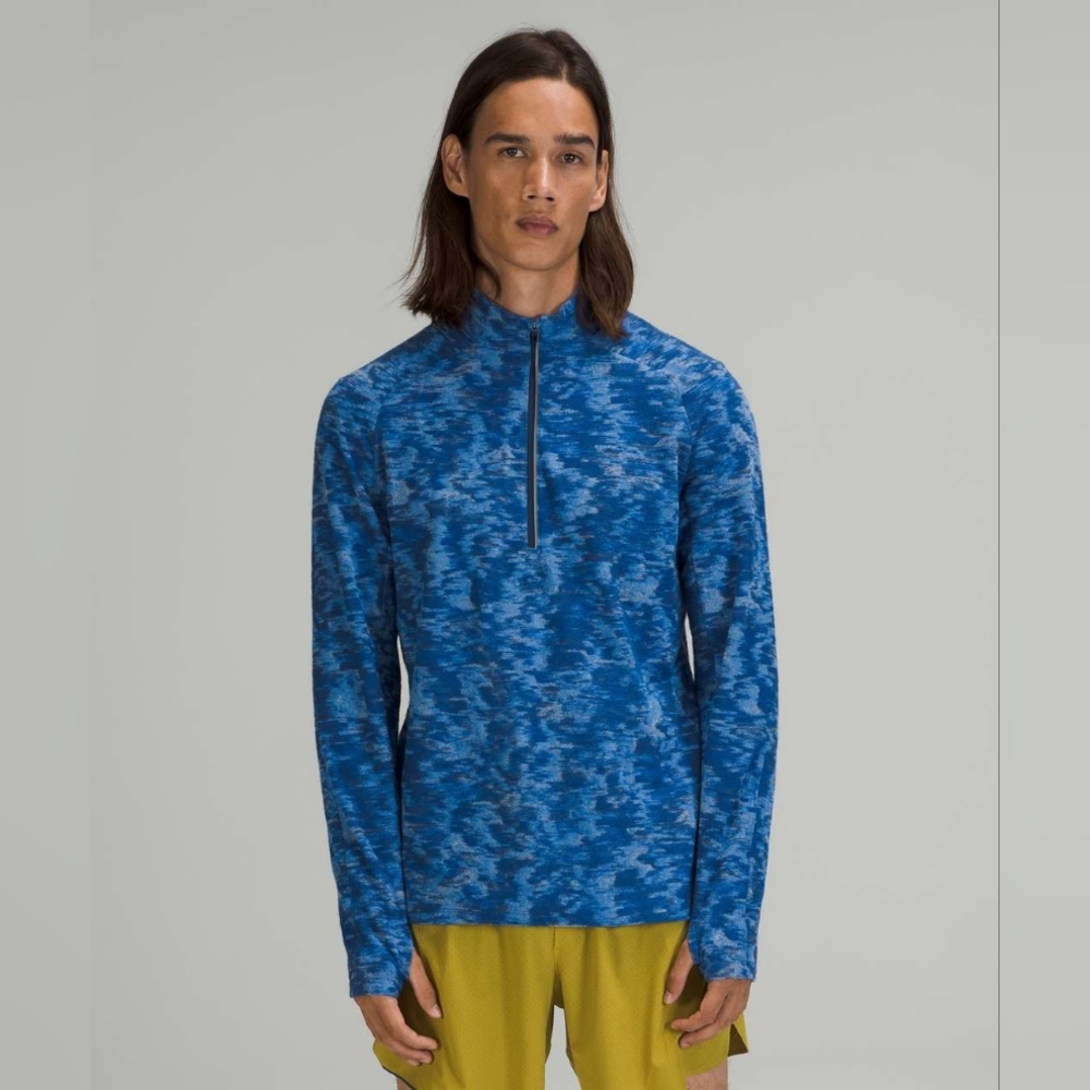 Lululemon Surge Warm 1/2 Zip Data Rush Mini Jacquard Chambray Mineral Blue M